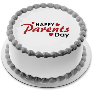 Happy Parents Day Red Hearts Edible Cake Topper Image ABPID54141