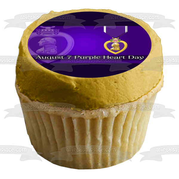 Purple Heart Day August 7th Purple Heart Medallion Edible Cake Topper Image ABPID54156