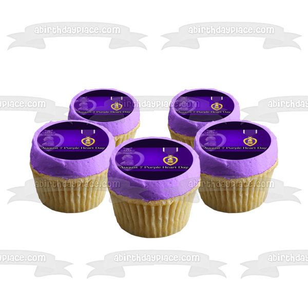 Purple Heart Day August 7th Purple Heart Medallion Edible Cake Topper Image ABPID54156