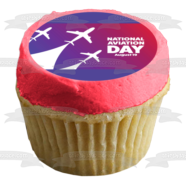 Día Nacional de la Aviación 19 de agosto Aviones Imagen de decoración comestible para tarta ABPID54171 