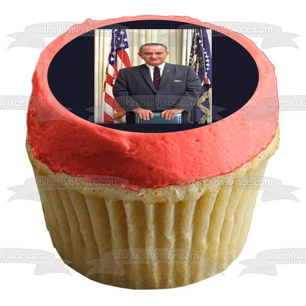 Lbj Lyndon B. Johnson Day American Flag Edible Cake Topper Image ABPID54183