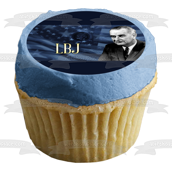 Lbj Lyndon B. Johnson Day American Flag Edible Cake Topper Image ABPID54185