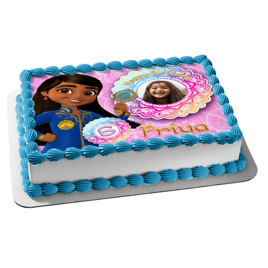 Marco de fotos con diseño de mandala de Detective real de Mira, decoración comestible para tarta, imagen ABPID56538 