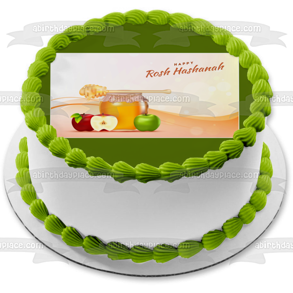 Happy Rosh Hashanah Fruit and Honey Edible Cake Topper Image ABPID54197