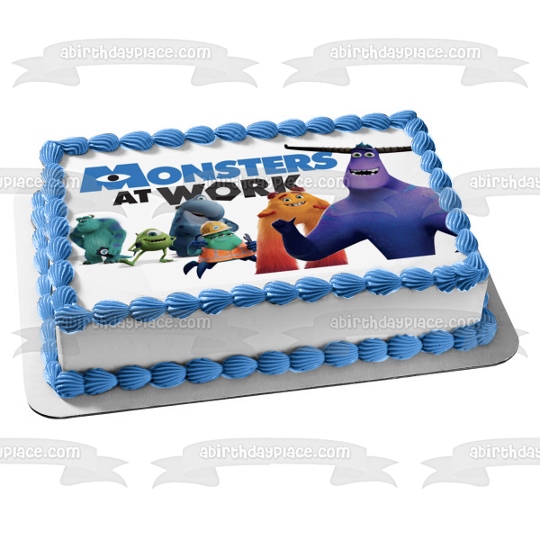 Monsters at Work James P. Sullivan Mike Wazowski Tylor Tuskmon Edible Cake Topper Image ABPID54501
