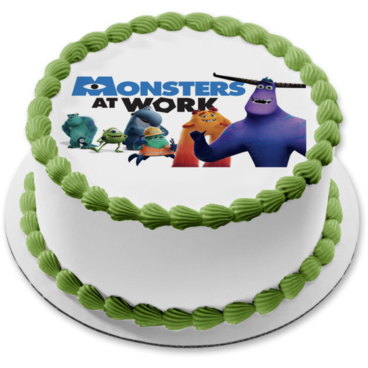 Monsters at Work James P. Sullivan Mike Wazowski Tylor Tuskmon Edible Cake Topper Image ABPID54501