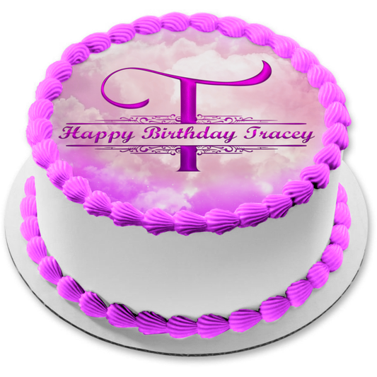 Magic Clouds Monogram Customization Edible Cake Topper Image ABPID56537
