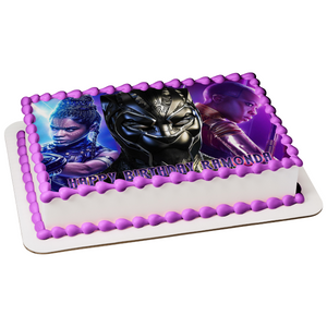 Black Panther 2 Shuri Nakia Okoye Blue and Purple Edible Cake Topper Image ABPID56565