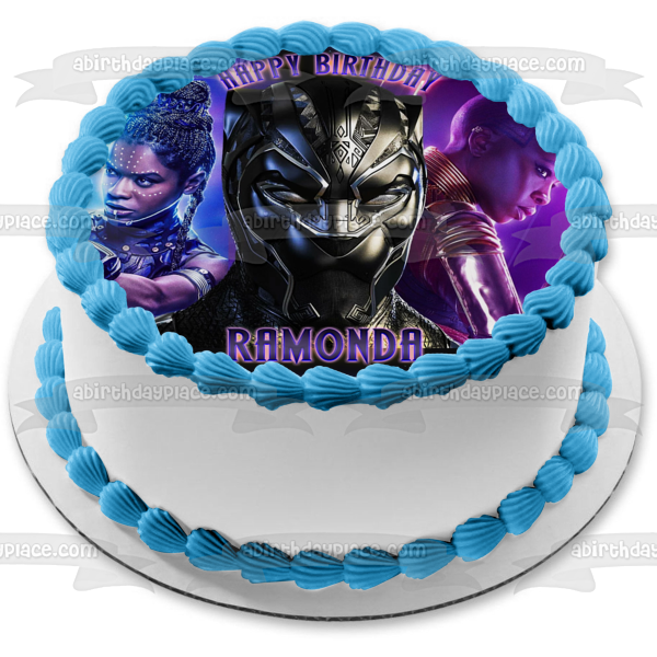 Black Panther 2 Shuri Nakia Okoye Blue and Purple Edible Cake Topper Image ABPID56565