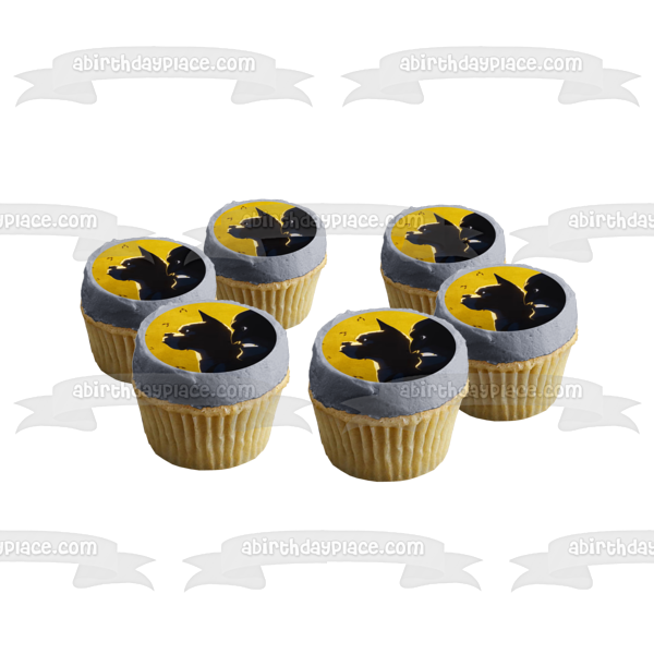 DC League of Super Pets Batman and Ace Bat-Hound Brooding Yellow Background Edible Cake Topper Image ABPID56573