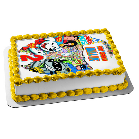 DC League of Super Pets Superman Batman Green Lantern Wonder Woman Flash Ace Bat-Hound and Krypto Edible Cake Topper Image ABPID56575