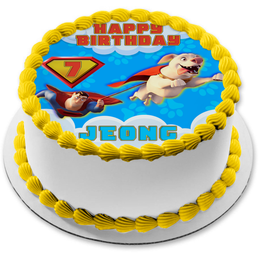 DC League of Super Pets Superman and Krypto Sky Walking Edible Cake Topper Image ABPID56577
