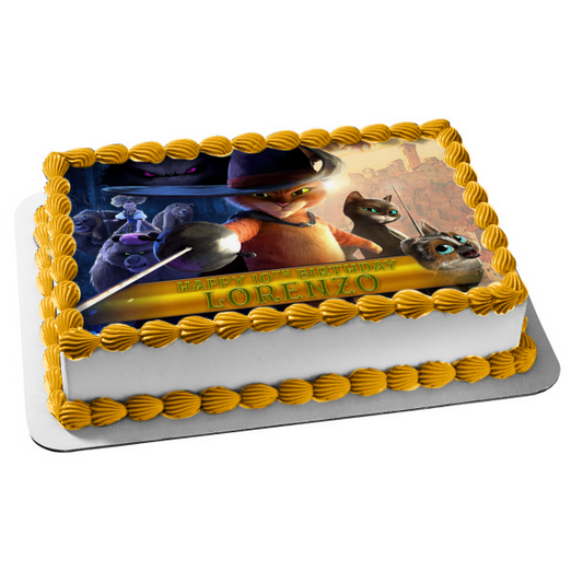 Puss In Boots the Last Wish Kitty Softclaws Perro Goldilocks Three Bears Big Bad Wolf Poster Edible Cake Topper Image ABPID56624