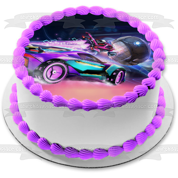Rocket League Pass the Ball Soccer Video Game Race Cars Esport Edible Cake Topper Image ABPID56626