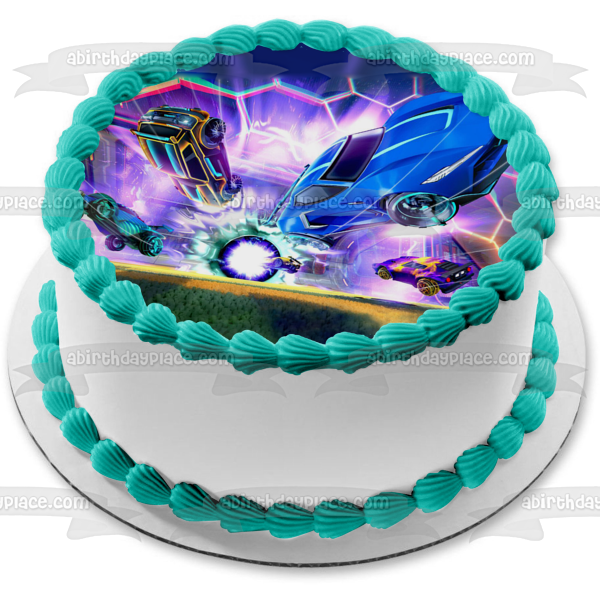 Rocket League Time to Play Soccer Edible Cake Topper Image ABPID56628