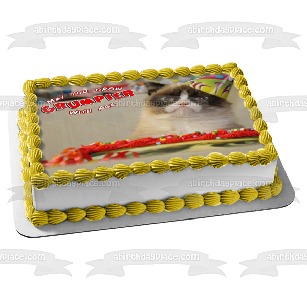Grumpy Cat May You Grow Grumpier with Age Edible Cake Topper Image ABPID56587