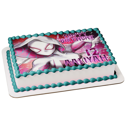 Spider-Man Across the Spider-Verse Spider-Gwen Edible Cake Topper Image ABPID56635
