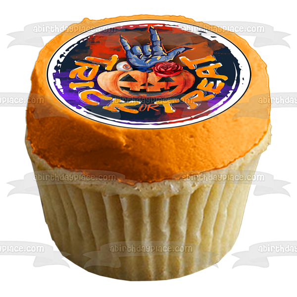 Halloween Stylized Pop Color Jack O' Lanterns Black Cats Ghosts and Witches Edible Cupcake Topper Images ABPID56595