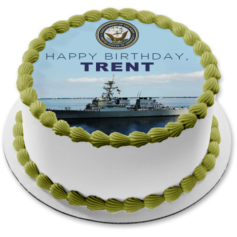 Happy Birthday US Navy! U.S. Naval Ship Edible Cake Topper Image ABPID56600