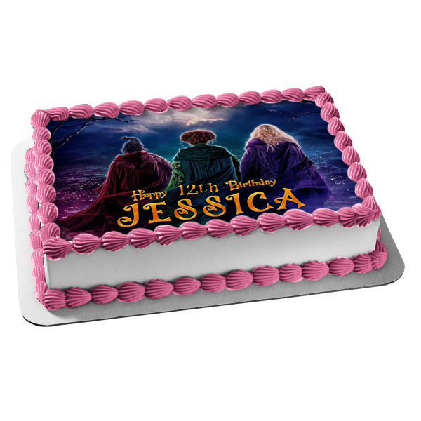 Hocus Pocus 2 the Sanderson Sisters Mary, Winifred and Sarah Moon Gazing Edible Cake Topper Image ABPID56604