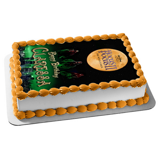 Hocus Pocus 2 Sanderson Sisters Winifred, Mary and Sarah Night Flight Over Skyscrapers Edible Cake Topper Image ABPID56606