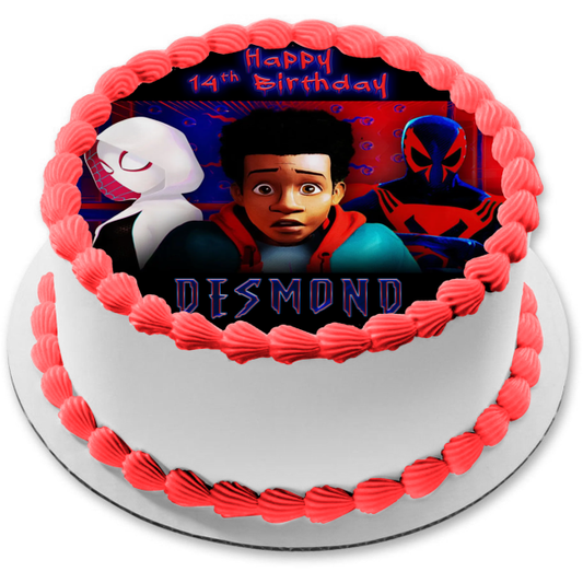 Spider-Man Across the Spider-Verse Miles Morales and Spider-Gwen Edible Cake Topper Image ABPID56678