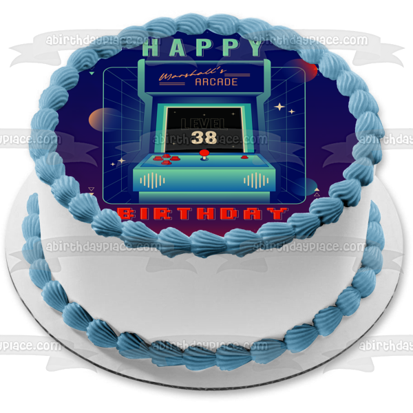 Retro Gaming Arcade Machine Edible Cake Topper Image ABPID56692