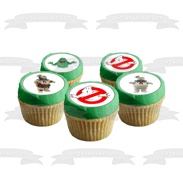 Ghostbusters Logo Slimer Stay Puft Marshmallow Man Edible Cupcake Topp ...