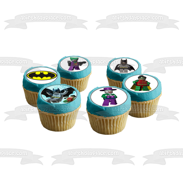 LEGO Batman Logo The Joker Batman and Robin Edible Cupcake Topper Images ABPID05004