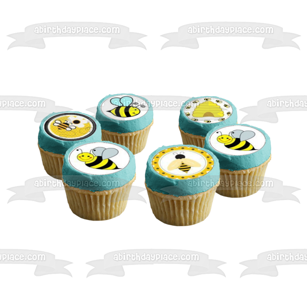 Bumblebees Assorted Cartoon Bees Edible Cupcake Topper Images ABPID08014