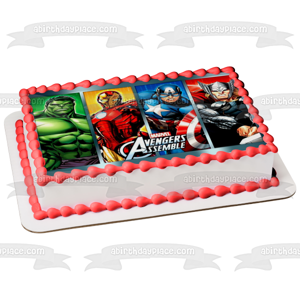 Avengers Assemble Hulk Iron Man Captain America and Thor Edible Cake Topper Image ABPID56730