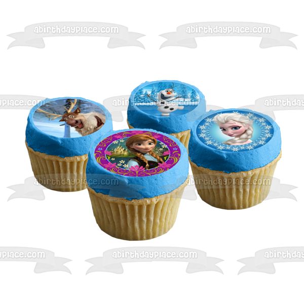 Disney Frozen Anna Elsa Olaf Sven Edible Cupcake Topper Images ABPID27800