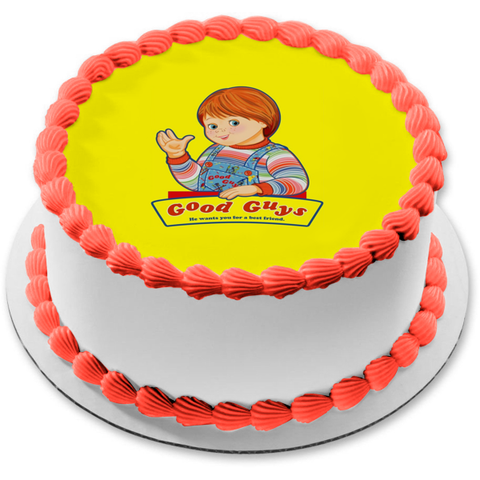 Chucky Good Guys He Wants to Be Friends Edible Cake Topper Image ABPID56733