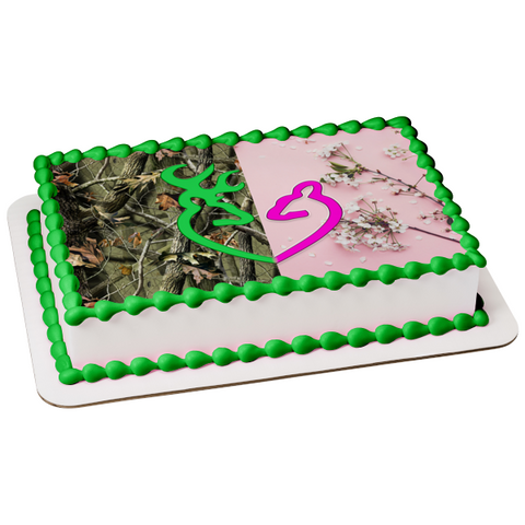 His and Hers Opposites Attract Camouflage Sakura Edible Cake Topper Image ABPID56735