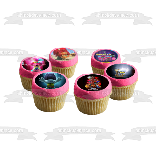 Trolls World Tour Queen Poppy Queen Barb Branch Tiny Diamond King Trollex Edible Cupcake Topper Images ABPID52219