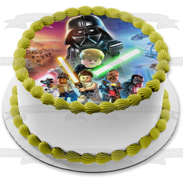 LEGO Star Wars: The Skywalker Saga Darth Vader Light Sabers Edible Cake Topper Image ABPID53989