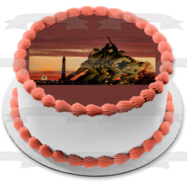 Happy Veterans Day Soldiers Statue Edible Cake Topper Image ABPID56761