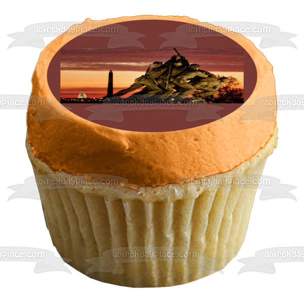 Happy Veterans Day Soldiers Statue Edible Cake Topper Image ABPID56761