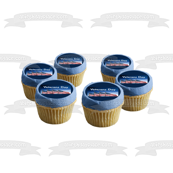 Veterans Day Honoring All Who Served the American Flag Edible Cake Topper Image ABPID56762