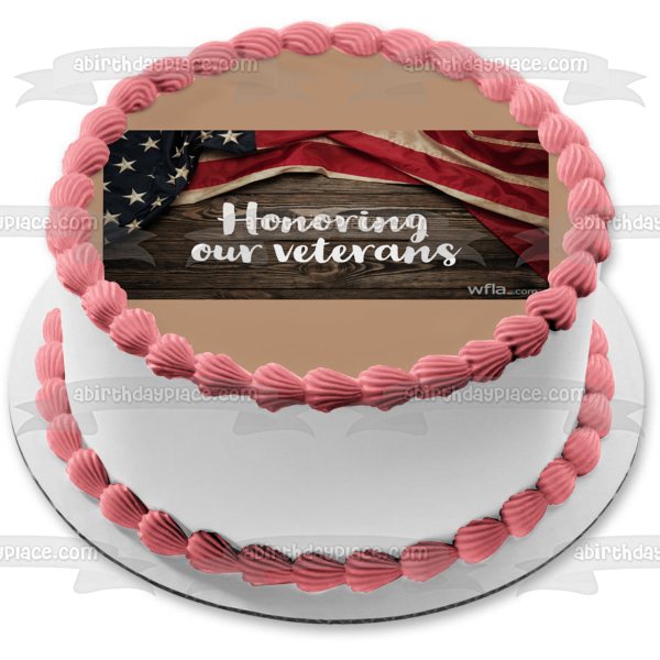 Honoring Our Veterans with the American Flag Edible Cake Topper Image ABPID56764