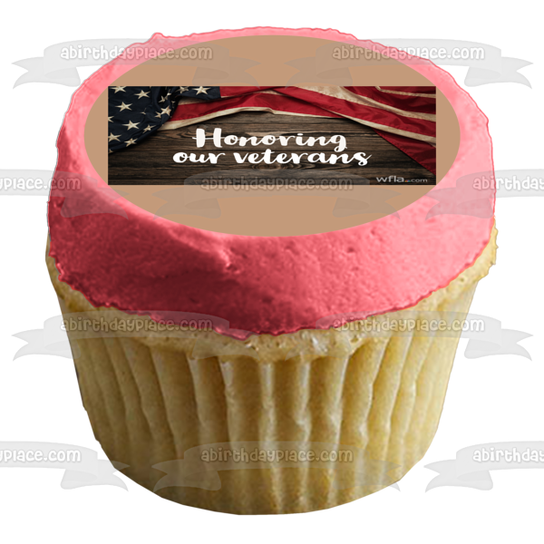 Honoring Our Veterans with the American Flag Edible Cake Topper Image ABPID56764