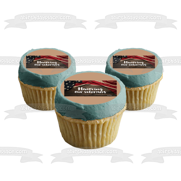 Honoring Our Veterans with the American Flag Edible Cake Topper Image ABPID56764