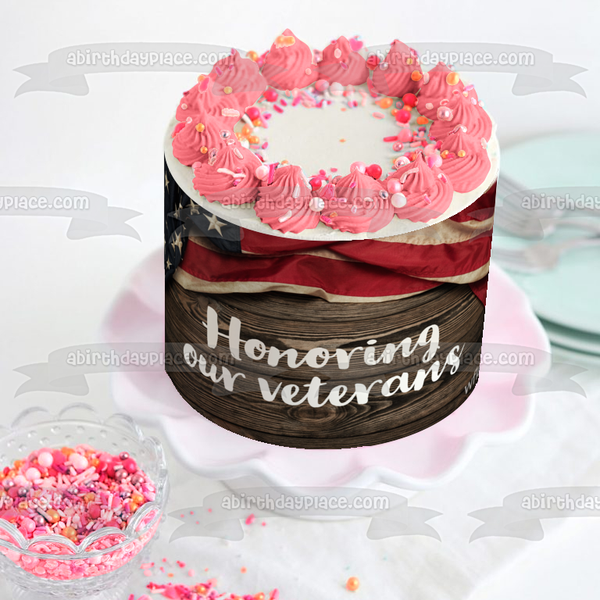 Honoring Our Veterans with the American Flag Edible Cake Topper Image ABPID56764