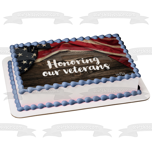 Honoring Our Veterans with the American Flag Edible Cake Topper Image ABPID56764