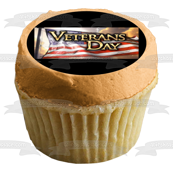 Happy Veterans Day the American Flag Edible Cake Topper Image ABPID56765