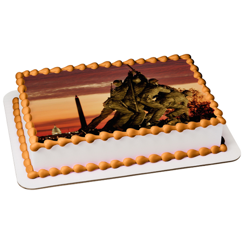 Happy Veterans Day Soldiers Statue Edible Cake Topper Image ABPID56761