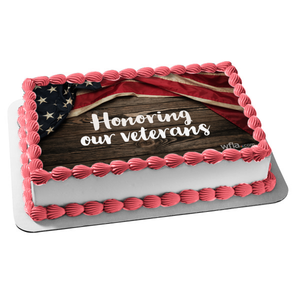 Honoring Our Veterans with the American Flag Edible Cake Topper Image ABPID56764