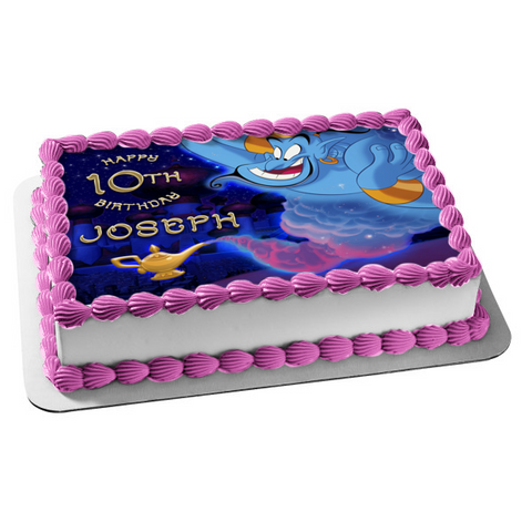 Aladdin Genie and Lamp Agrabah Edible Cake Topper Image ABPID56774