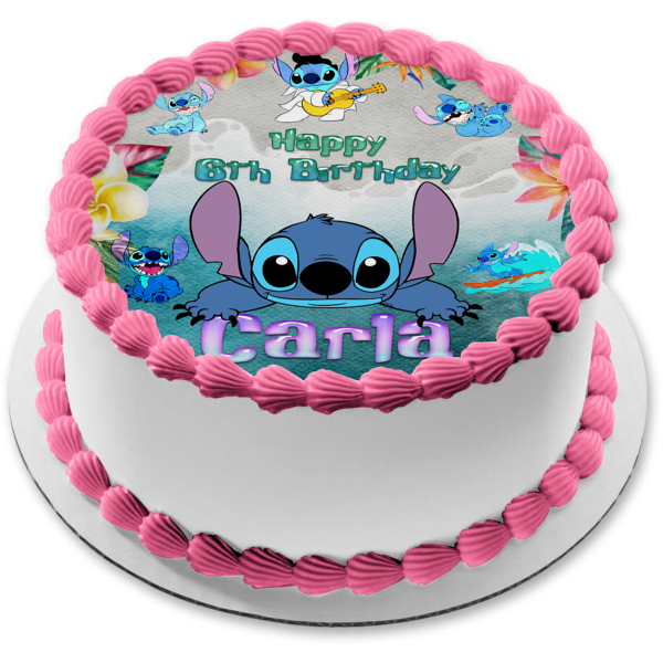 Disney Lilo and Stitch Beach Day Edible Cake Topper Image ABPID56769 – A  Birthday Place