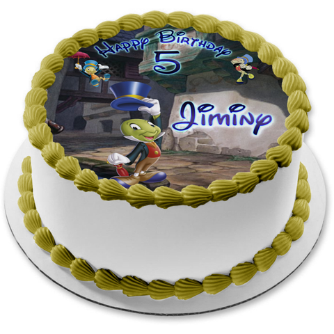 Jiminy Cricket Tip of the Hat Pinocchio Disney Classic Film Edible Cake Topper Image ABPID56775